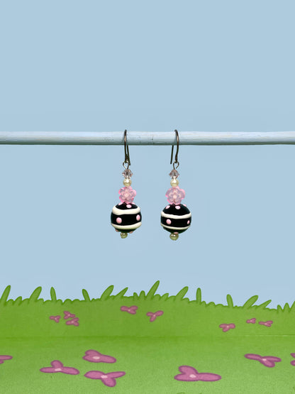 Striped with flowers earrings