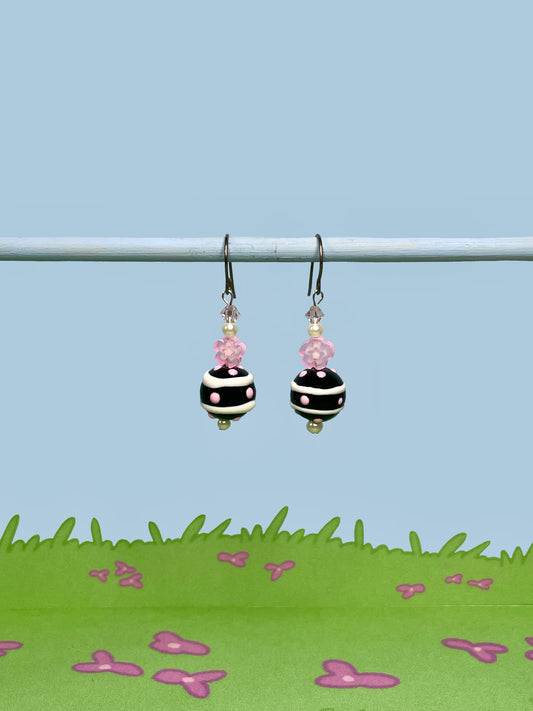 Striped with flowers earrings