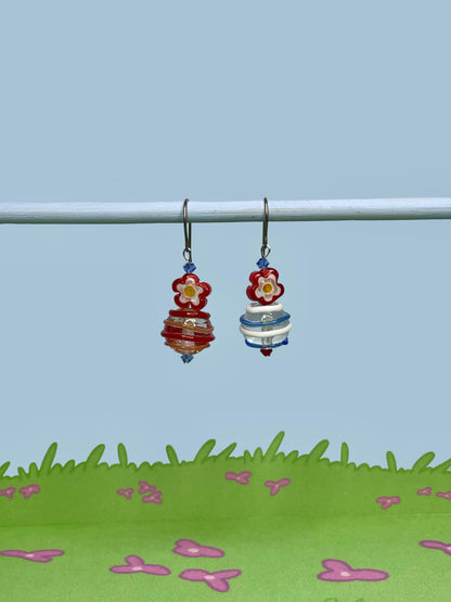 Striped with flowers earrings