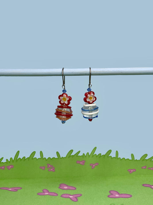 Striped with flowers earrings