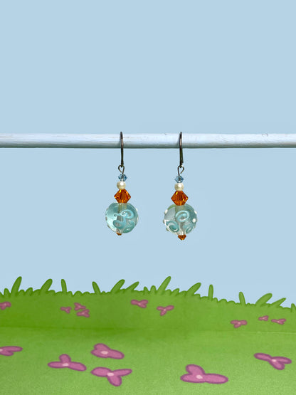 Swirls and pearls earrings