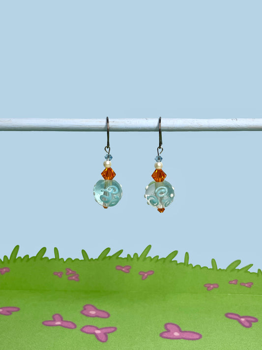 Swirls and pearls earrings