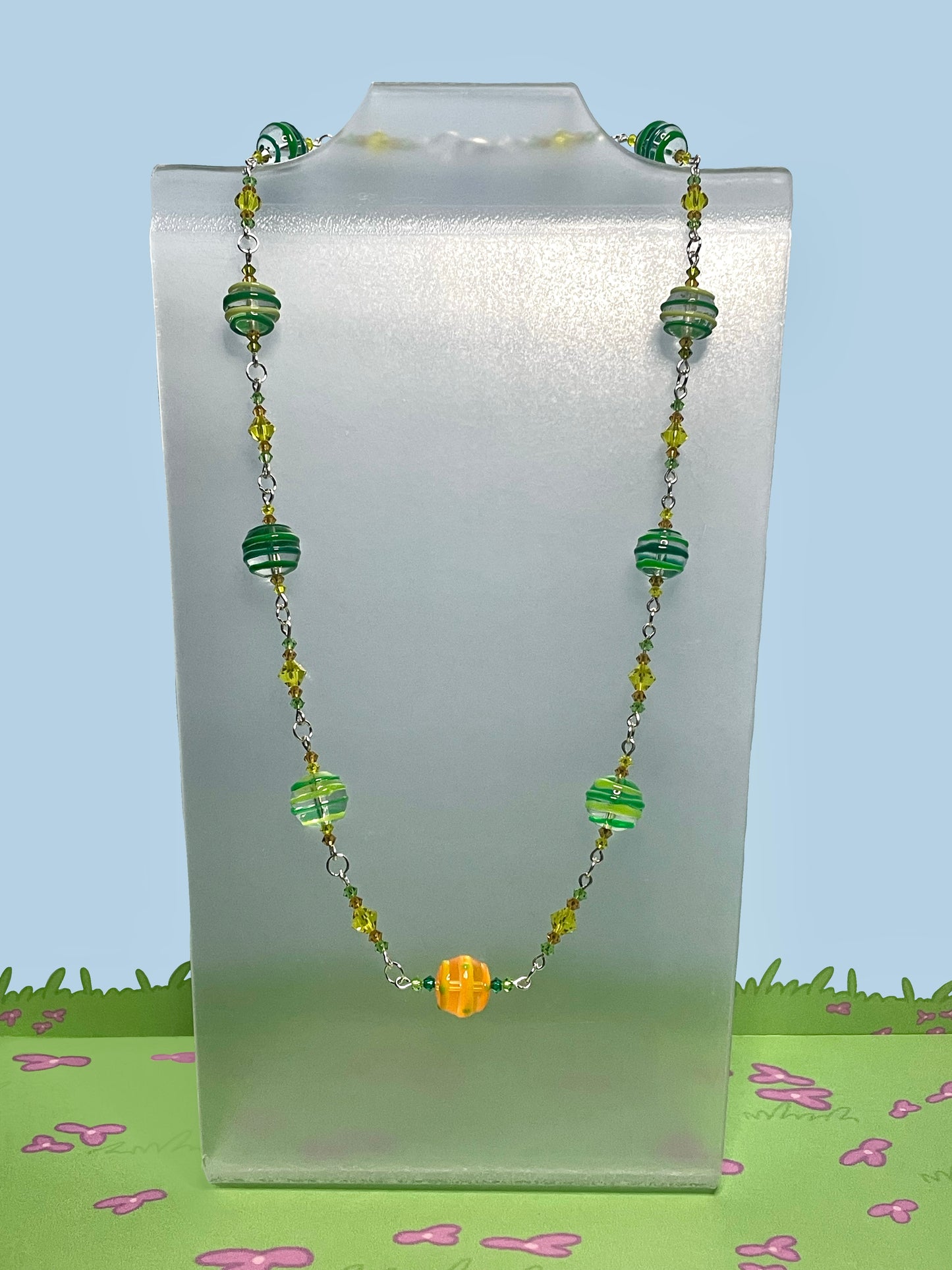 Green striped necklace