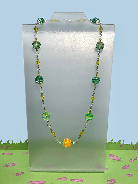 Green striped necklace